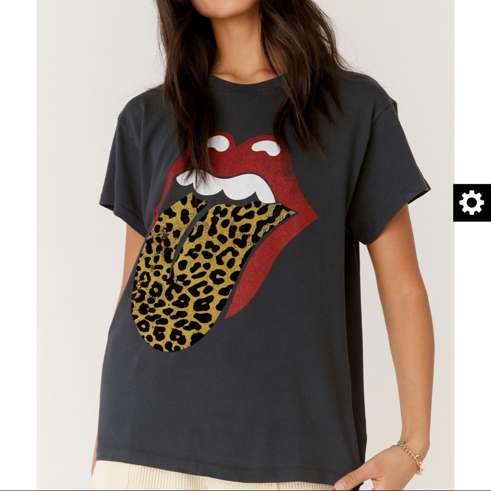 Daydreamer Rolling Stones Flocked Leopard Tongue Tour Tee